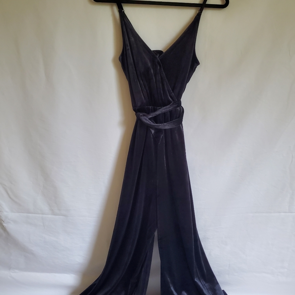 H&M Black Velvet Jumpsuit